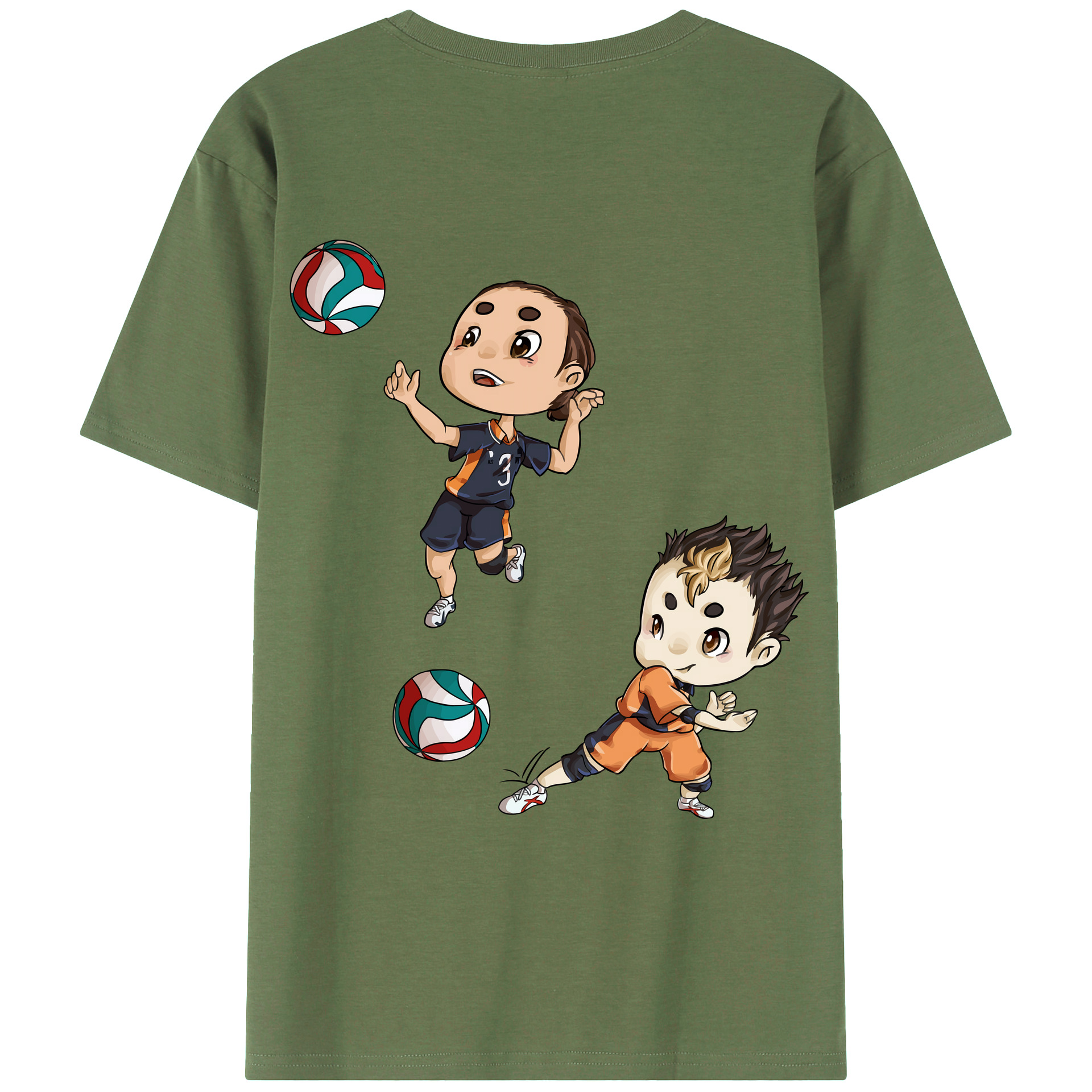 （画像用） ハイキュー!! Haikyu!! 綿100％ メンズ半袖Tシャツ（バックプリント） 通気性